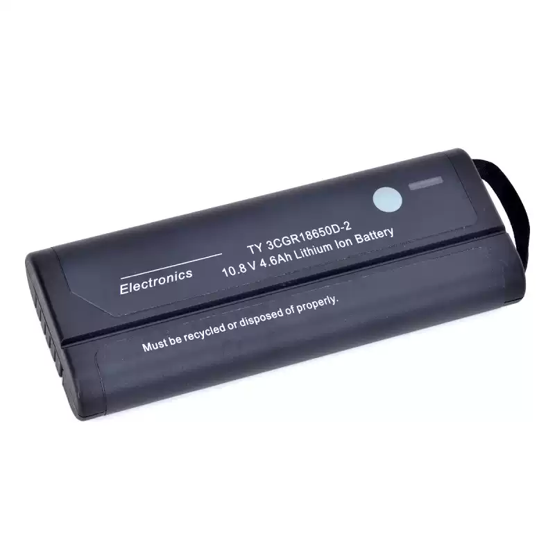 Black Li-ion battery pack photographed with TY 3CGR18650D-2 and 10.8 V 4.6 Ah markings